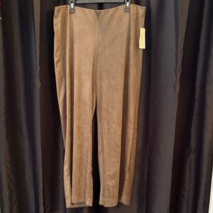 JohnPaulRichard Brown Suede-Look Straight Leg Pants